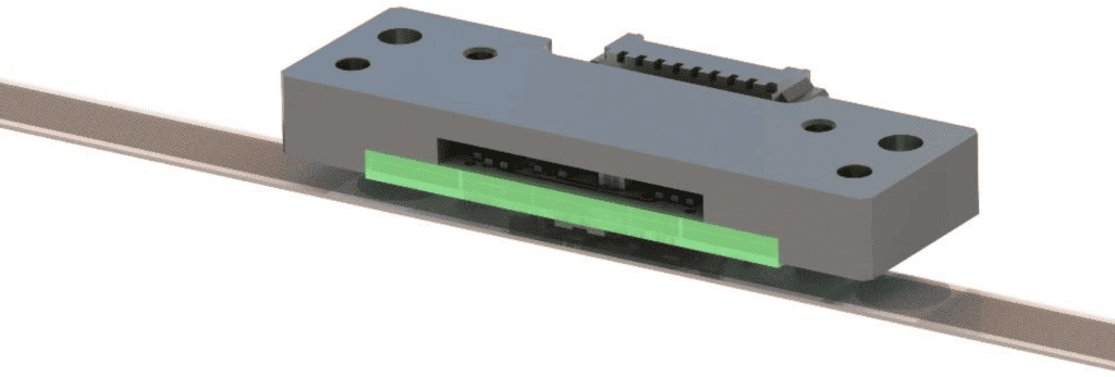 Sensor head for precise industrial automation applications.