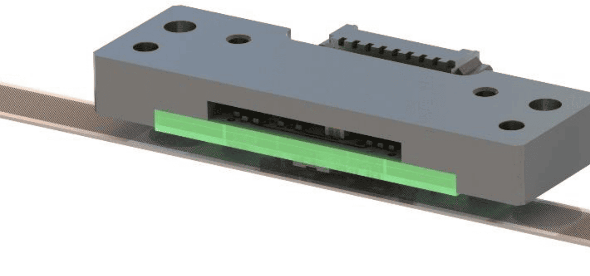 Sensor head for precise industrial automation applications.