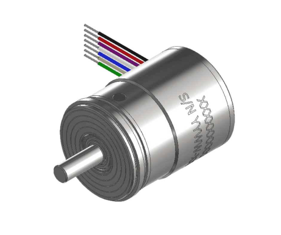High-precision industrial sensor with multiple colored wiring connections.