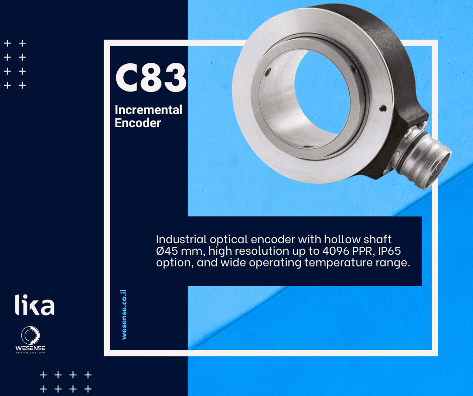 High-resolution C83 incremental encoder with hollow shaft for industrial automation.